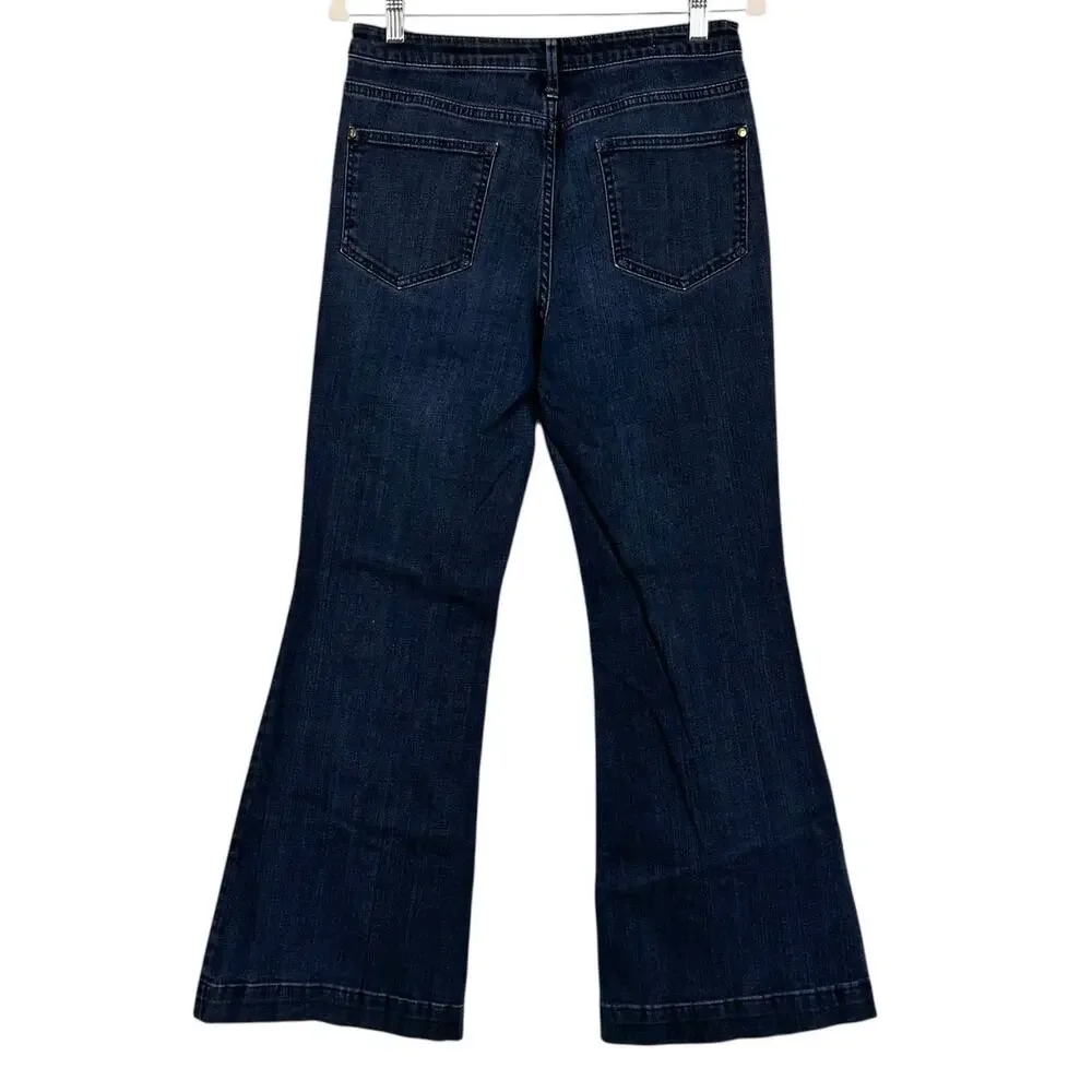 Pilcro and the Letterpress Anthropologie Dark‎ Wash Denim Stretch Flare Jeans 30